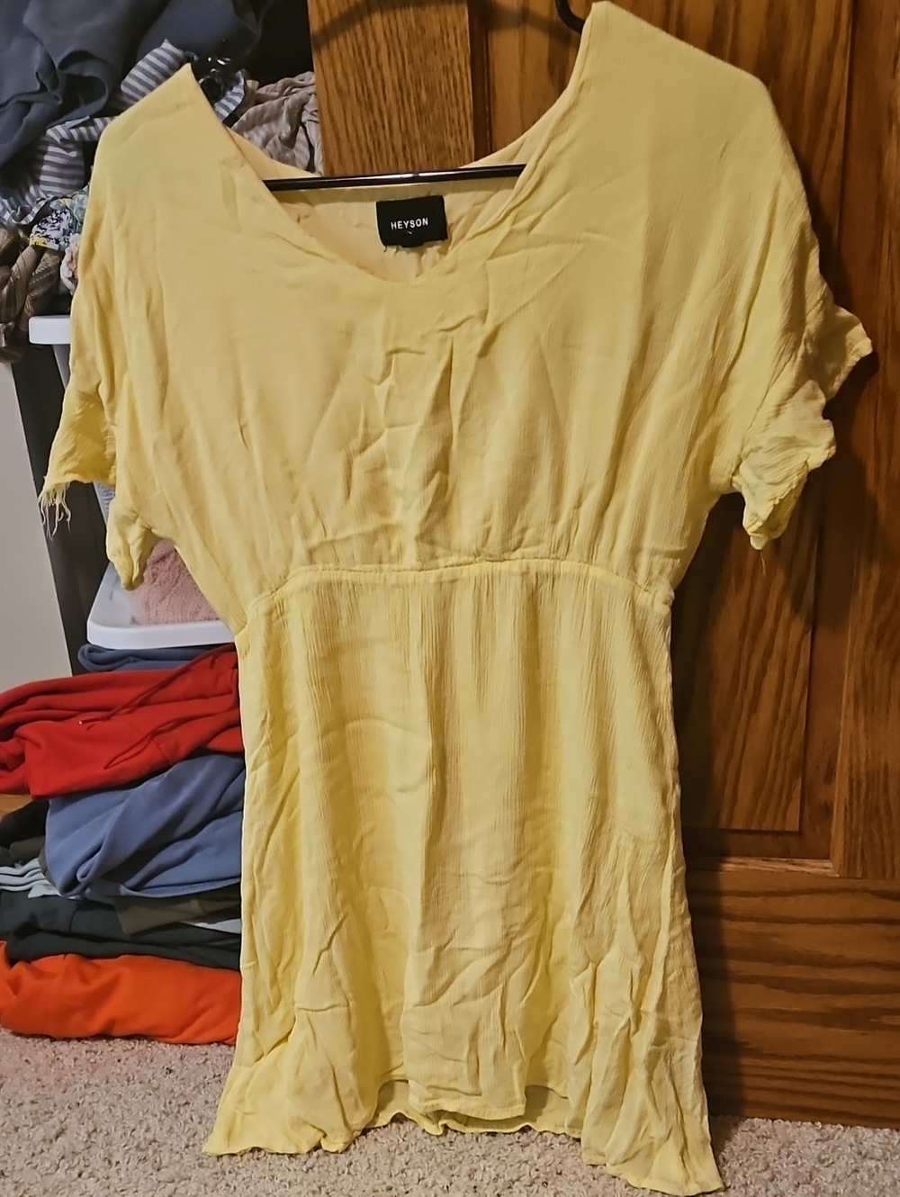 Heyson Yellow Short Sleeve Tunic Top
